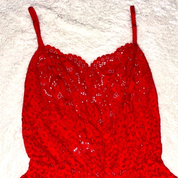 Crimson Red All Lace Romper - Picture 3 of 8